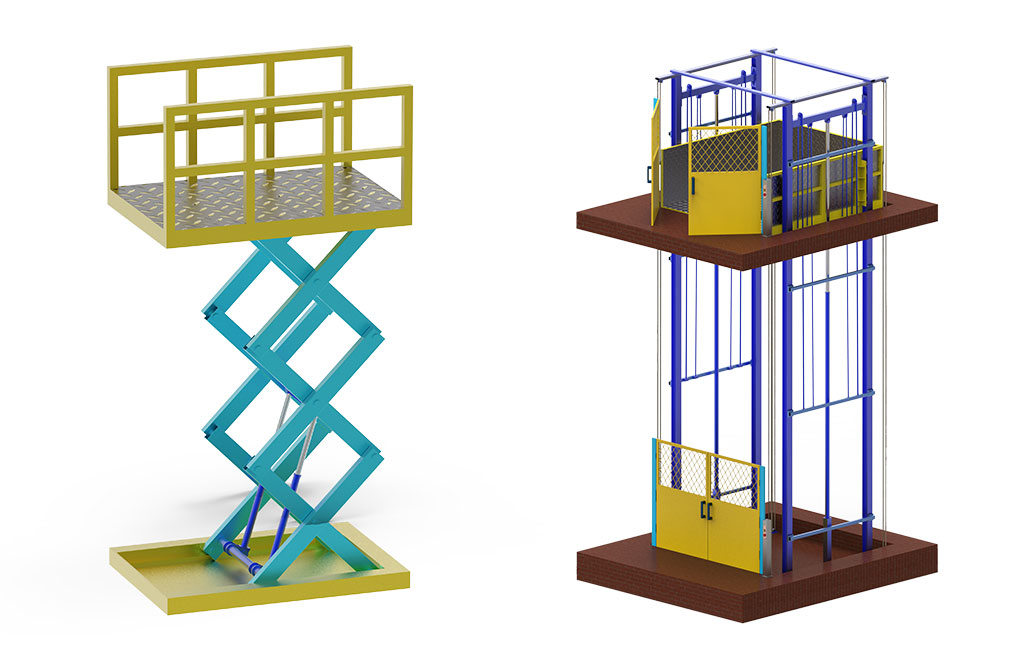 scissor lift and guide rail lift